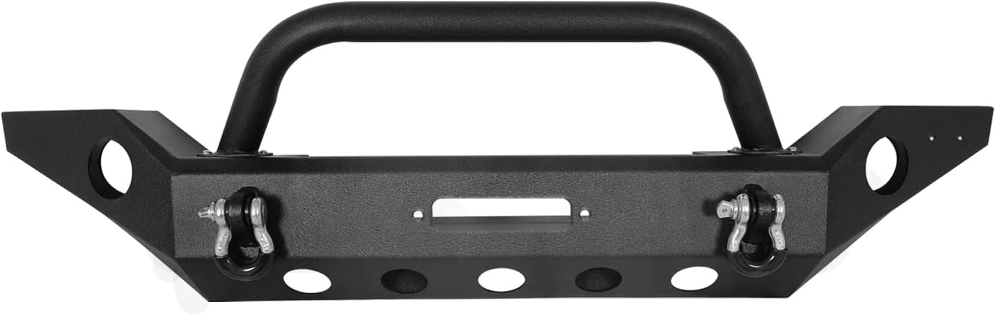 Paramount Automotive Full Width Front Bumper with Fog Light Housing and D-Rings 51-0362 07-18 Jeep Wrangler JK, Black