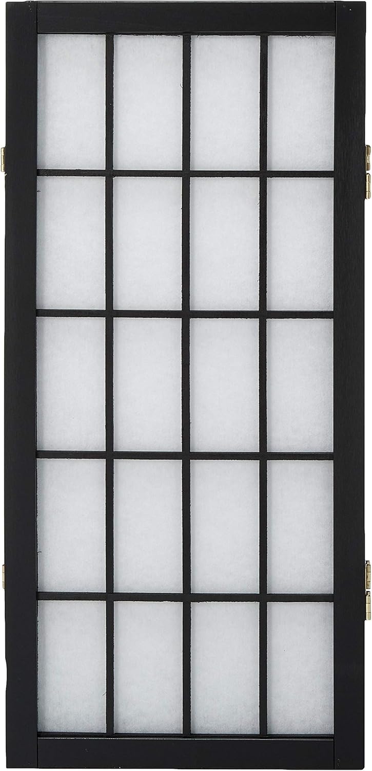 Oriental Furniture 2 ft. Tall Desktop Window Pane Shoji Screen - Black - 3 Panels(B) Pack of 2