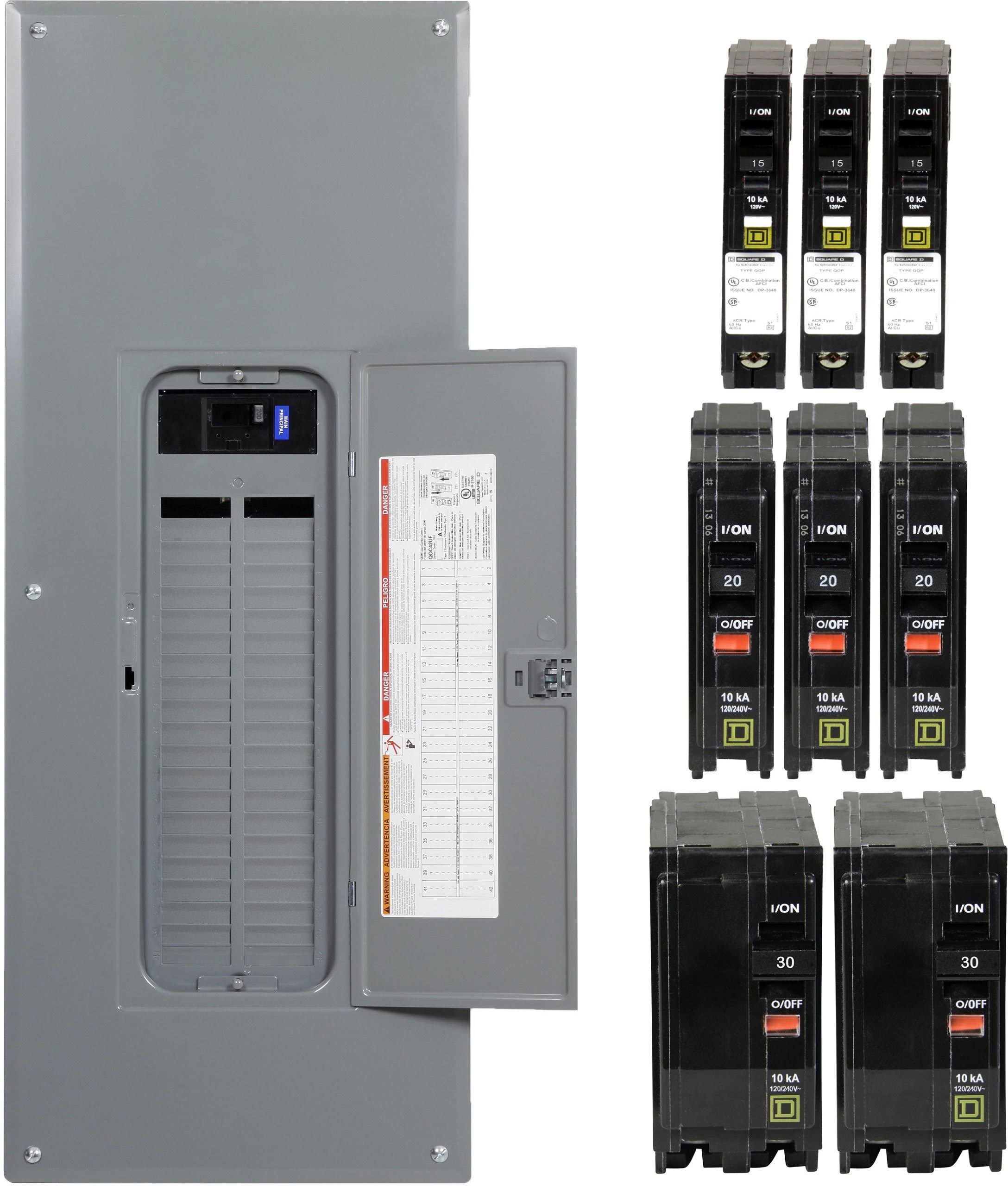 Square D QO 200 Amp 42-Space 52-Circuit Indoor Main Breaker Plug-On Neutral Load Center with Cover - Value Pack