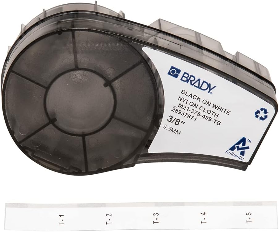 Brady Authentic (M21-375-499-TB) Multi-Purpose Nylon Label for General Identification, Wire Marking, and Laboratory Labeling, Black on White material - Designed forBMP21-PLUS, BMP21-LAB Label Printer