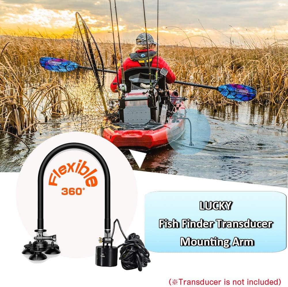 LUCKY Fish Finder Transducer Mount Arm Kayak Bracket Transducer Mounting Arm Flexible for Boat Canoe Kayak Fishing Pack of 2