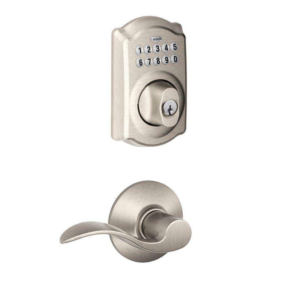 Schlage FBE375 V Cam 619 ACC Touch Satin Nickel Camelot Combo Pack Passage Lever