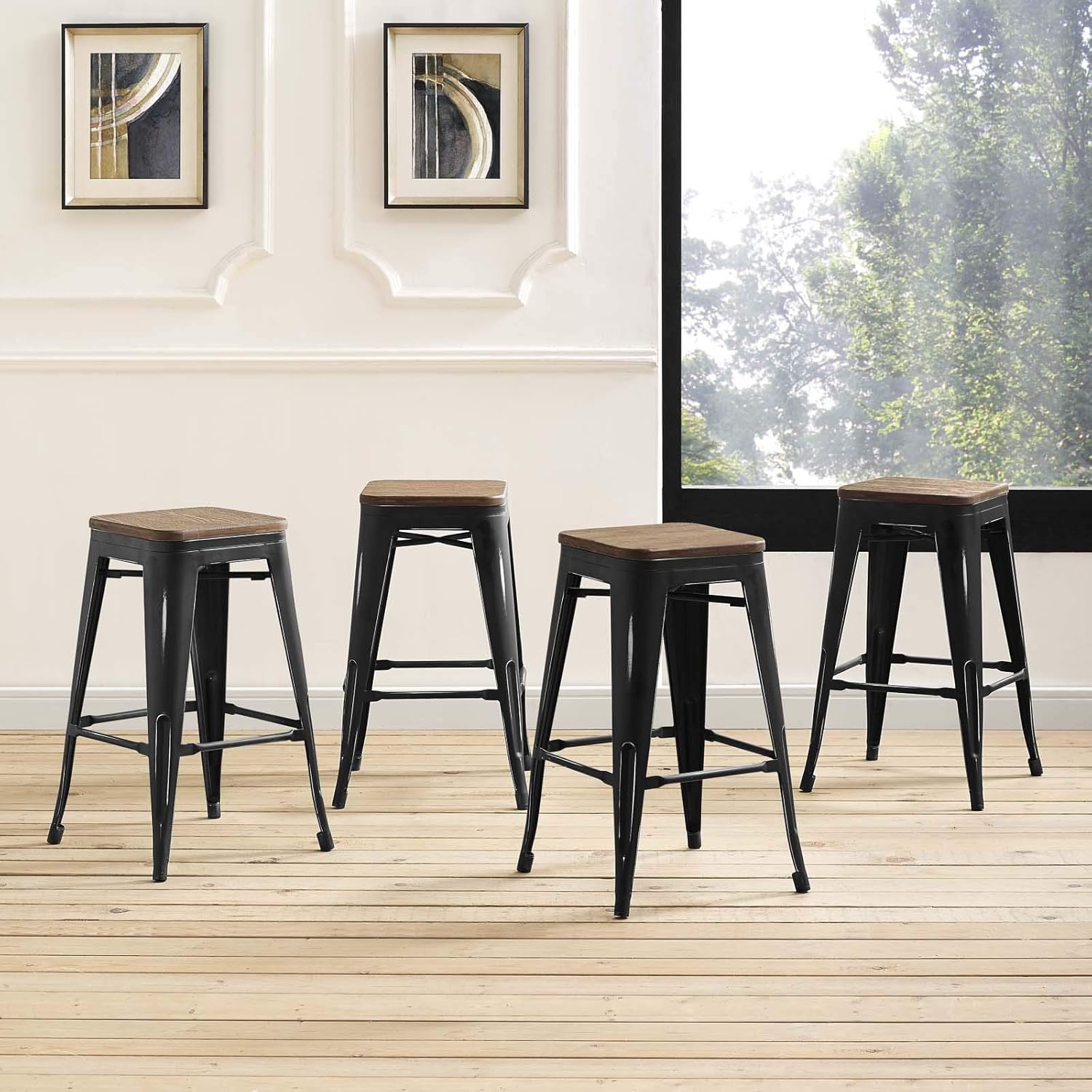 Modway Promenade Counter Stool Set of 4, Black