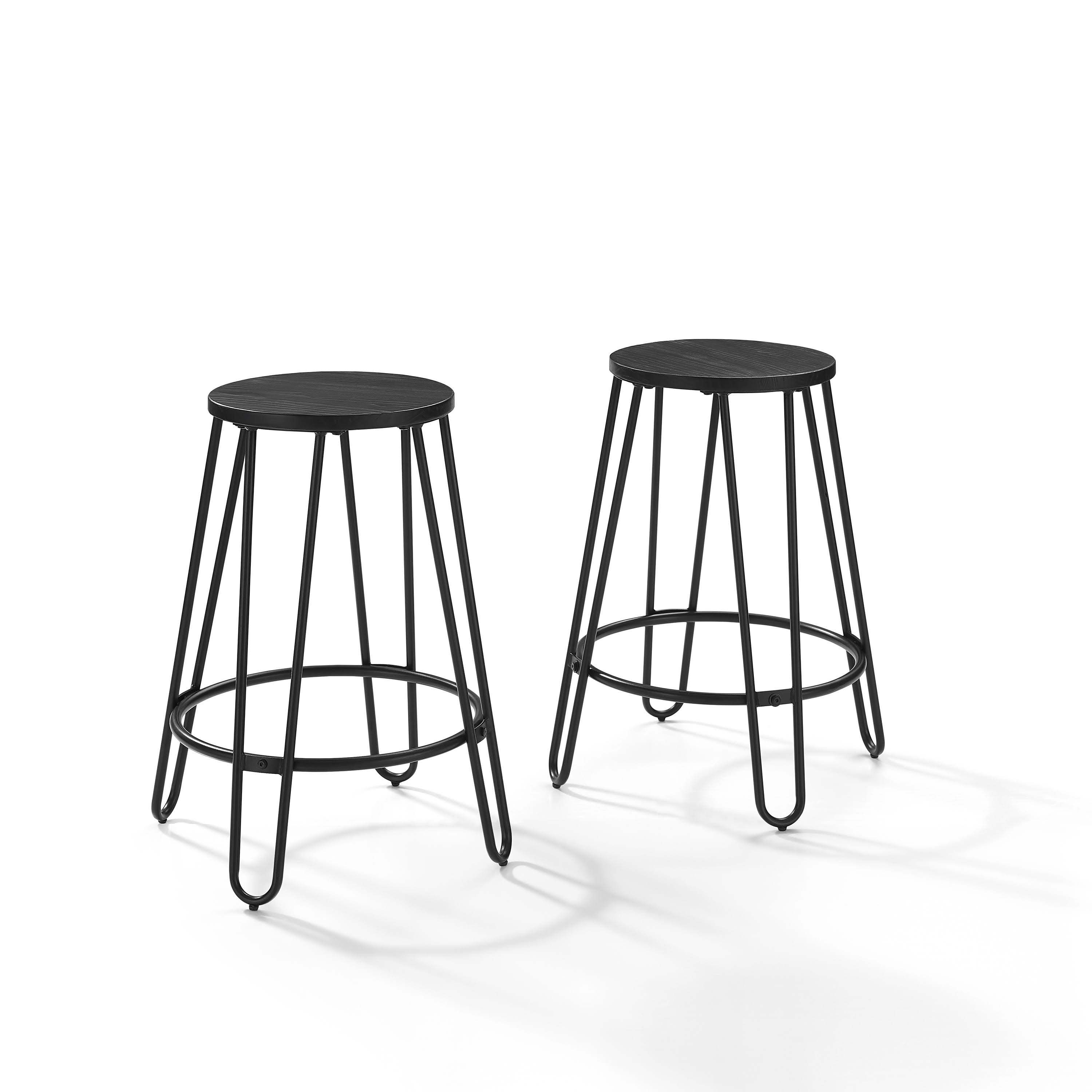 Crosley Ava 2 Piece Stool Set - Black