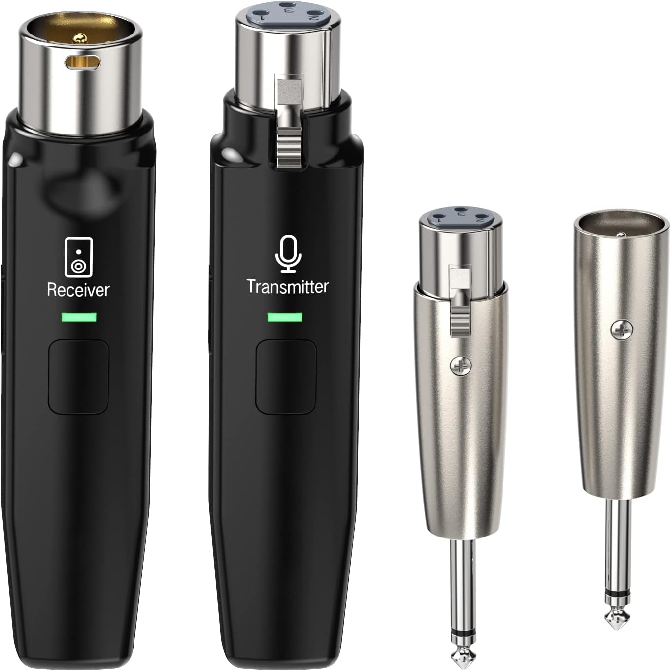 2.4GHZ Wireless Guitar System, Rechargeable Lithium Battery, Digital Guitar Transmitter Receiver Set for Electric Guitar Bass (Black/Silver) Pack of 2