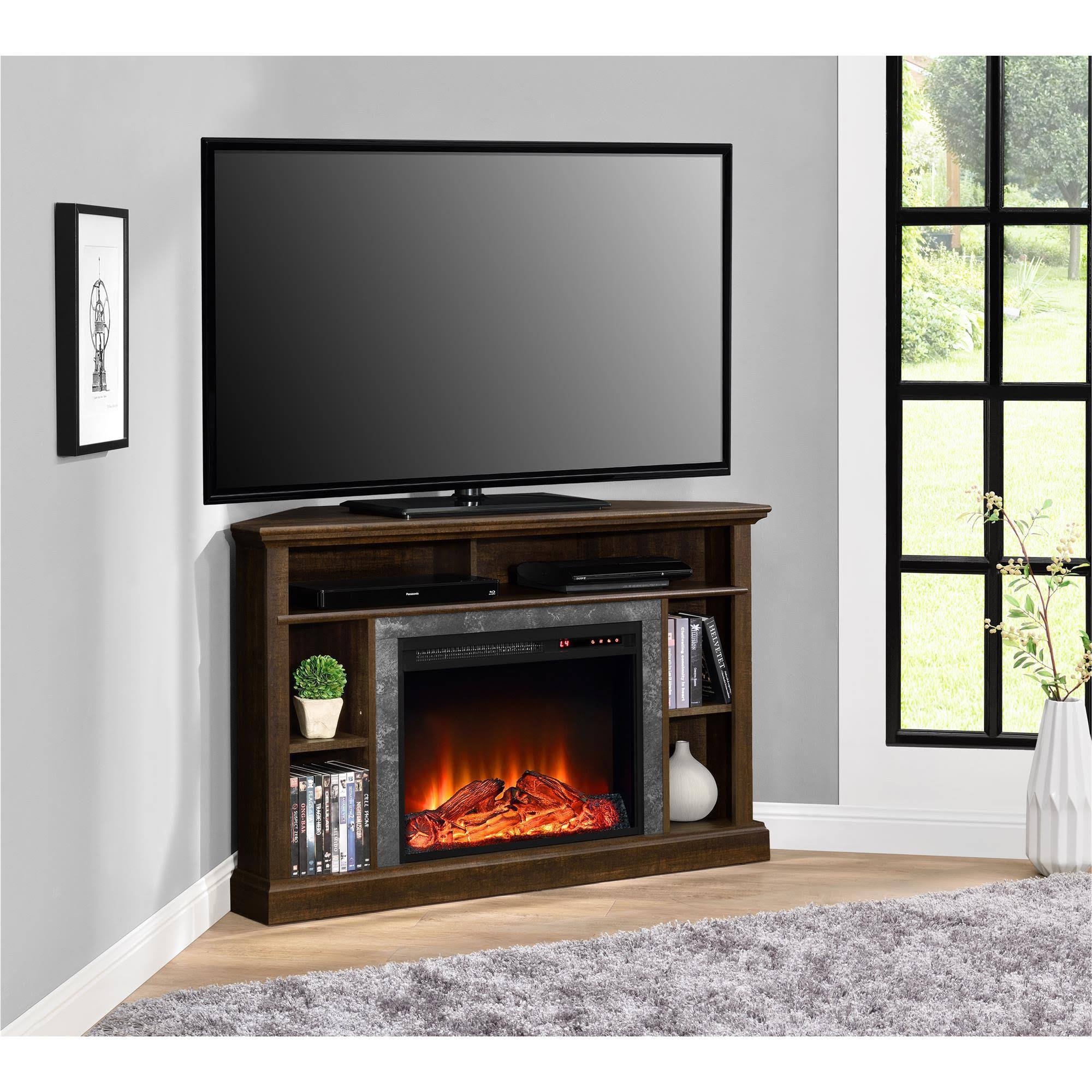 Ameriwood Home Overland Electric Corner Fireplace for TVs Up to 50x22 Wide, Espresso