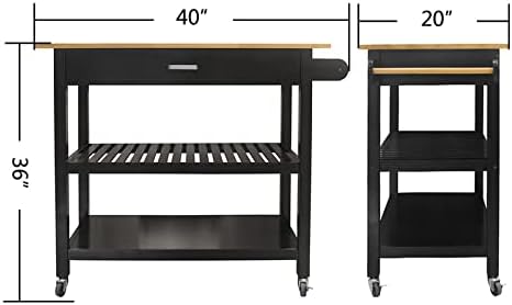 Bobbitoo Kitchen Island & Kitchen Cart (40 20 36 inches, Black)
