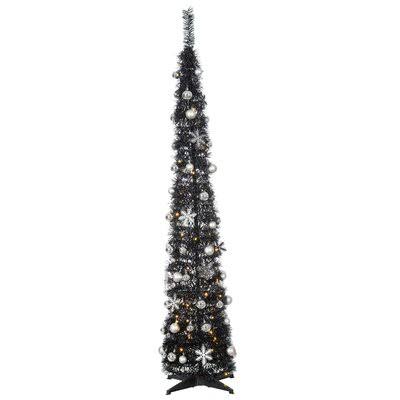 Narrow Decorated 6' Black Pine Artificial Christmas Tree with 100 Clear Lights The Holiday Aisle