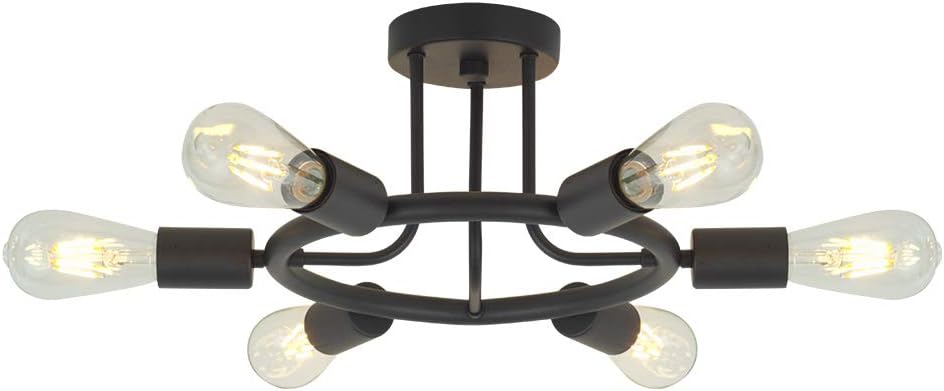 BONLICHT Vintage Metal Large Sputnik Chandeliers 10-Light Flush Mount Light Fixtures Ceiling Black Indoor Industrial Chandelier Lighting Mid Century Modern Starburst-Style Lighting Fixture UL Listed