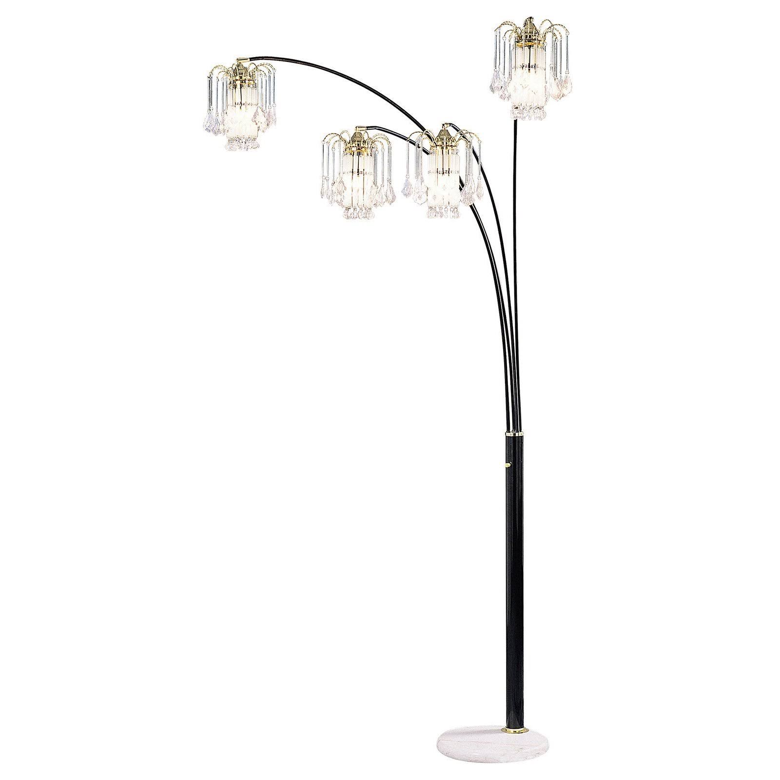 Benzara BM206255 Modern Metal Arch Lamp with 4 Lights and Marble Base Gold and Black