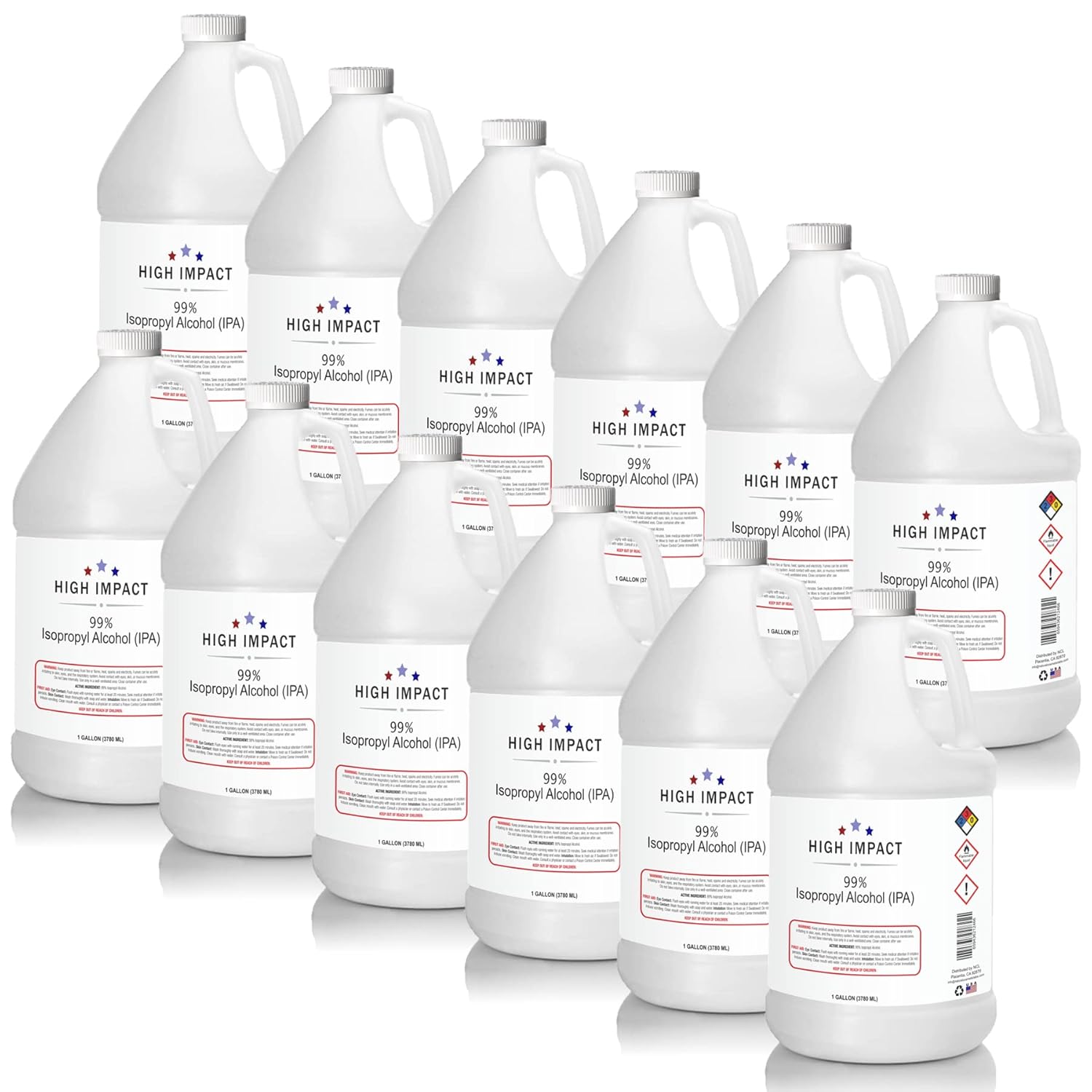 HIGH IMPACT - Isopropyl Alcohol 99% (IPA) Medical Grade Alcohol | MADE IN THE USA | Gallon - Pack of 12