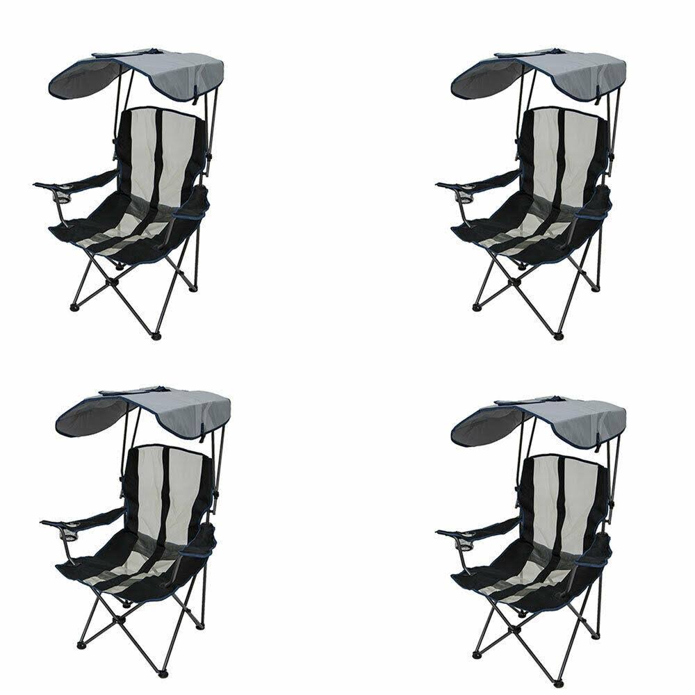 Kelsyus Premium Portable Camping Folding Lawn Chair with Canopy Navy 4 Pack
