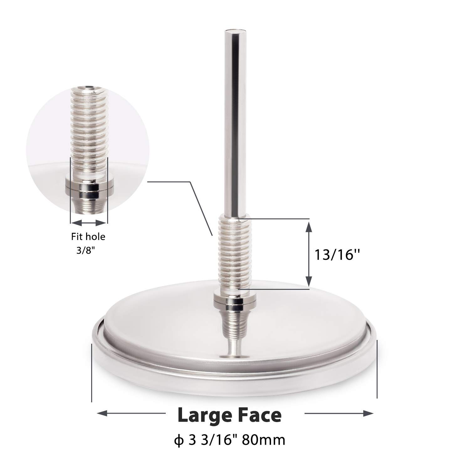 GALAFIRE BBQ Thermometer Gauge for Charcoal Grill Pit, 2 Pack 3 3/16 inch Large Dial Smoker Temperature Gauge Pack of 2