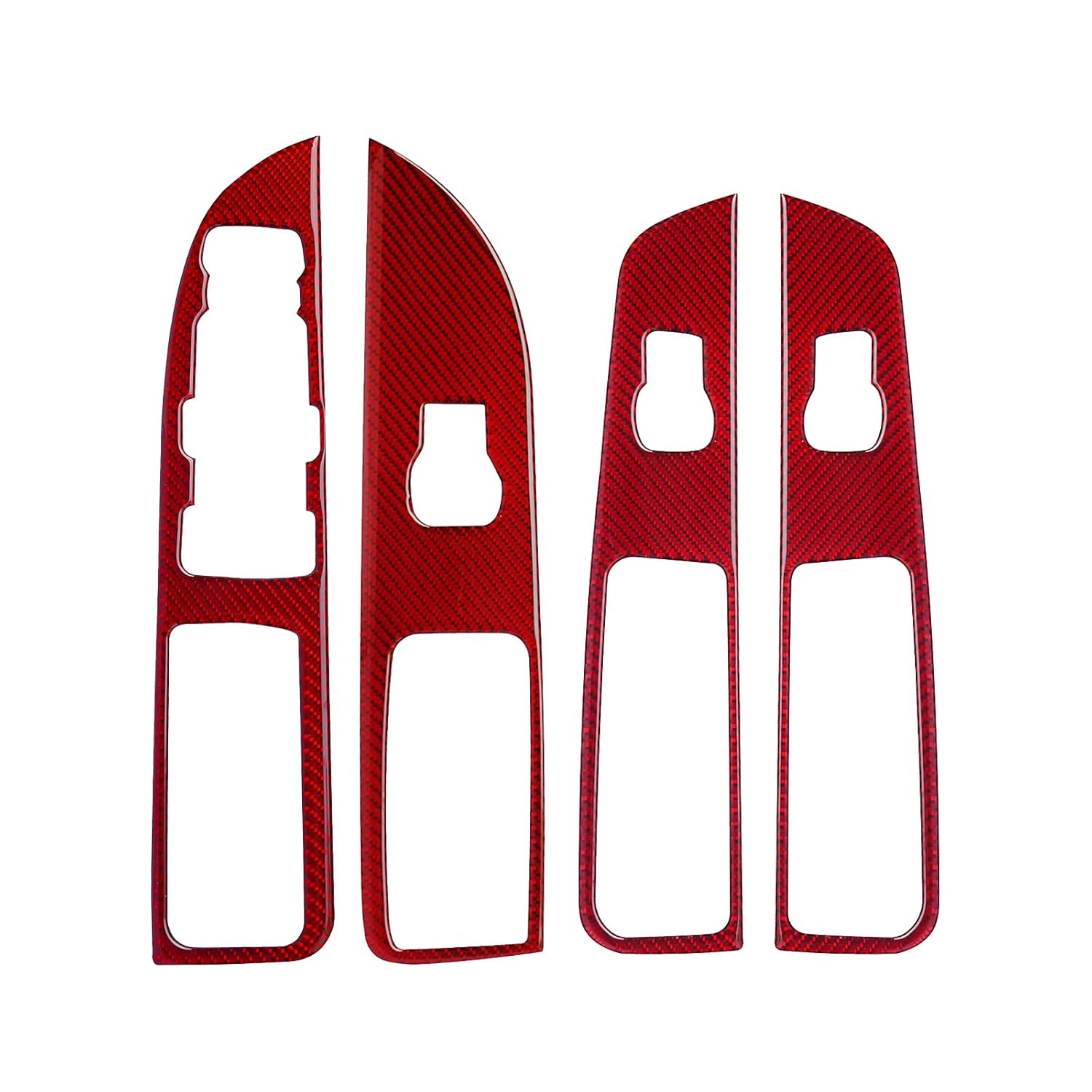 SUNJIKA Compatible with 4pcs Carbon Fiber Door Window Rising Lift Control Panel Cover Trim Sticker Interior Accessories for Ford Explorer 2014 2015 2016 2017 2018 2019 (Red)