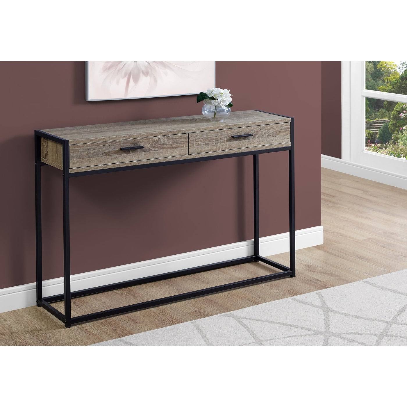 Dark Taupe Black Hall Console 48nch Accent Table - Wood