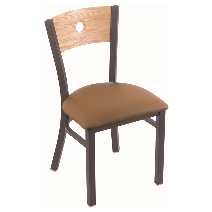 Holland Bar Stool 630 Voltaire 18x22 Chair with Pewter Finish Allante Beechwood Seat and Natural Oak Back