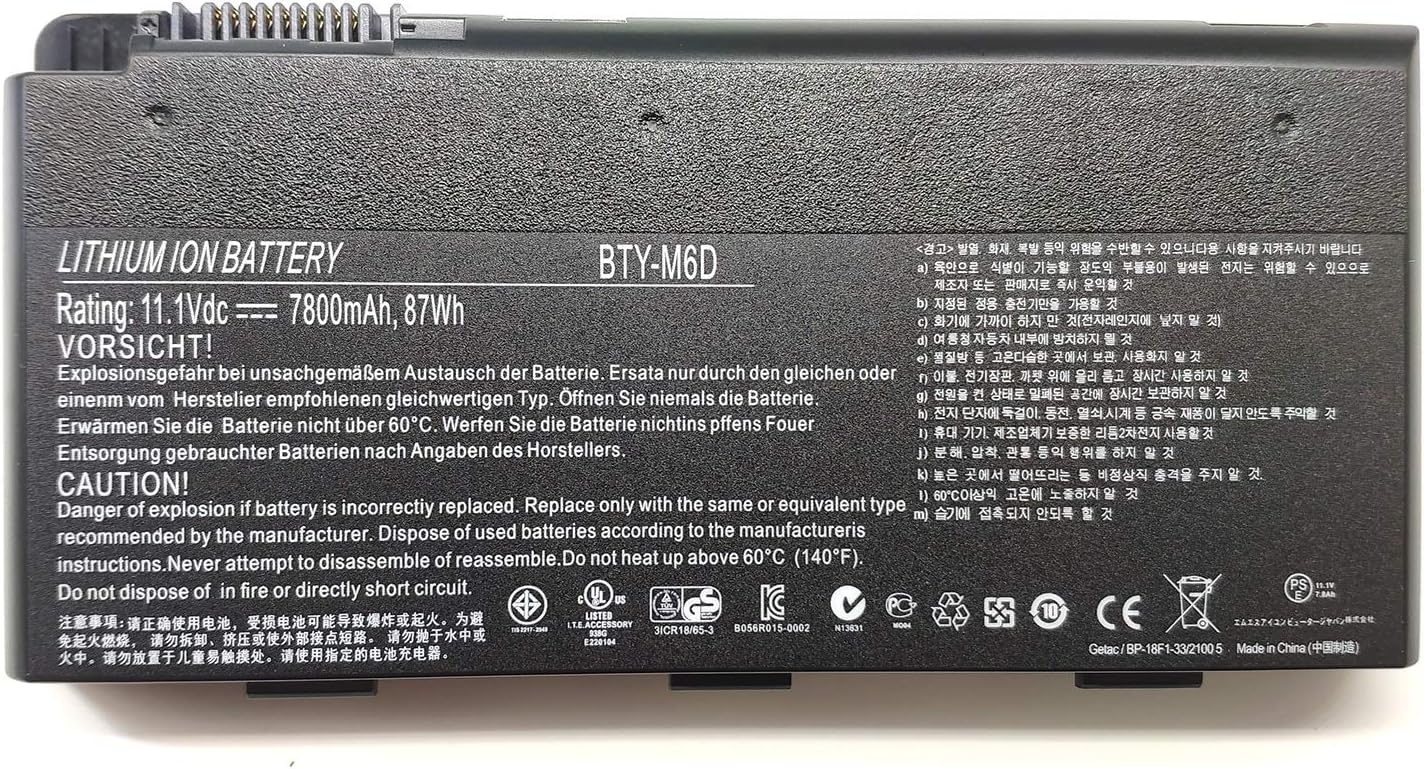 Ding New Bty-m6d 9 Cell 7800mah High Performance Replacement Laptop Battery Compatible with MSI GT60 GX60 GT70 GT660 GX660 GT680 GX680 GT780 GT780R GT663R GT660R GT680DXR GT680DX Pack of 2