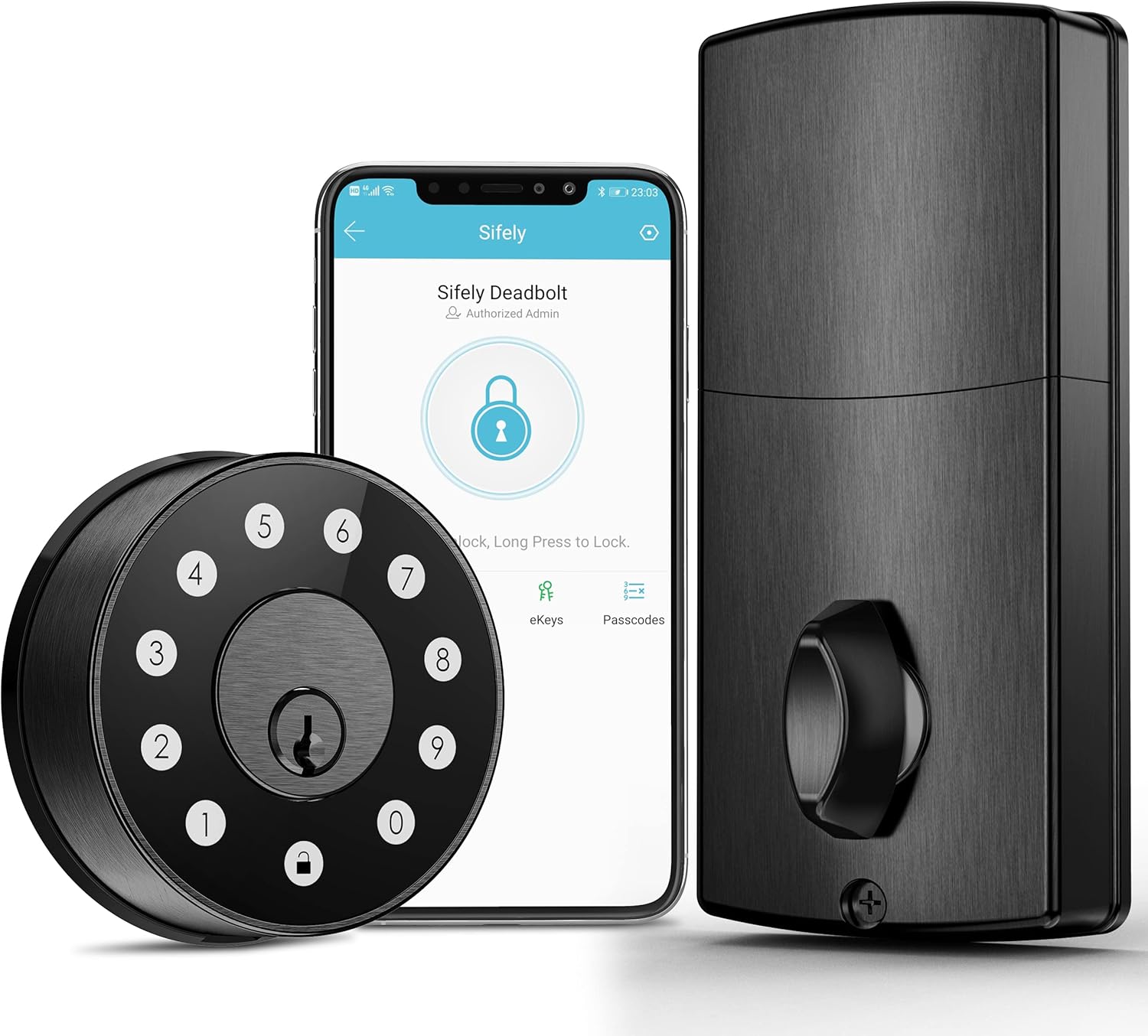 SIFELY Smart Lock, Smart Lock Front Door, Keyless Entry Door Lock, Smart Deadbolt, Smart Door Lock, Deadbolt Lock, Digital Door Lock, Keypad Deadbolt Lock, Smart Lock Deadbolt, Black