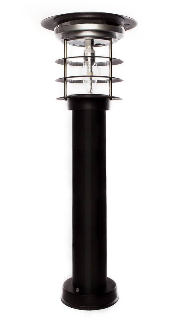 Gama Sonic Stainless Steel Solar Black Bollard Light