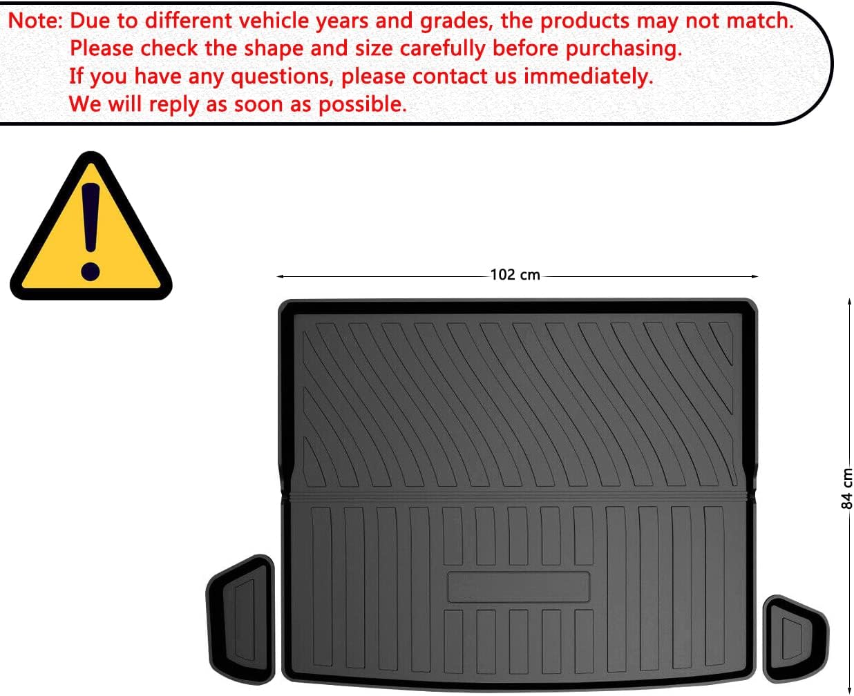 Aiqiying Cargo Liners，Black TPO Heavy Duty Waterproof Rear Cargo Tray Trunk Floor Mat Protector Compatible with 2019 2020 2021 Jeep Cherokee Pack of 2