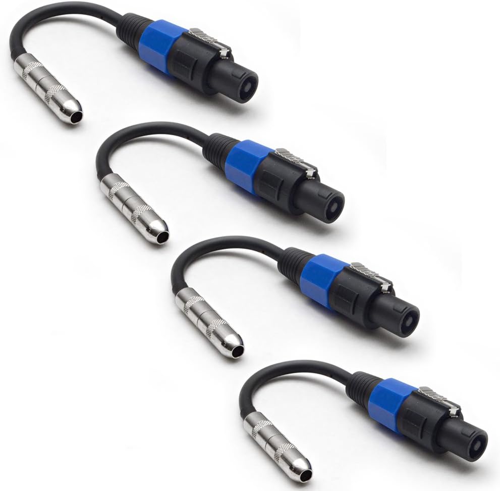 Seismic Audio 4 Pack-1/4 TS Female to Speakon Adapter Patch Speaker Cable (SAPT56-4Pack)