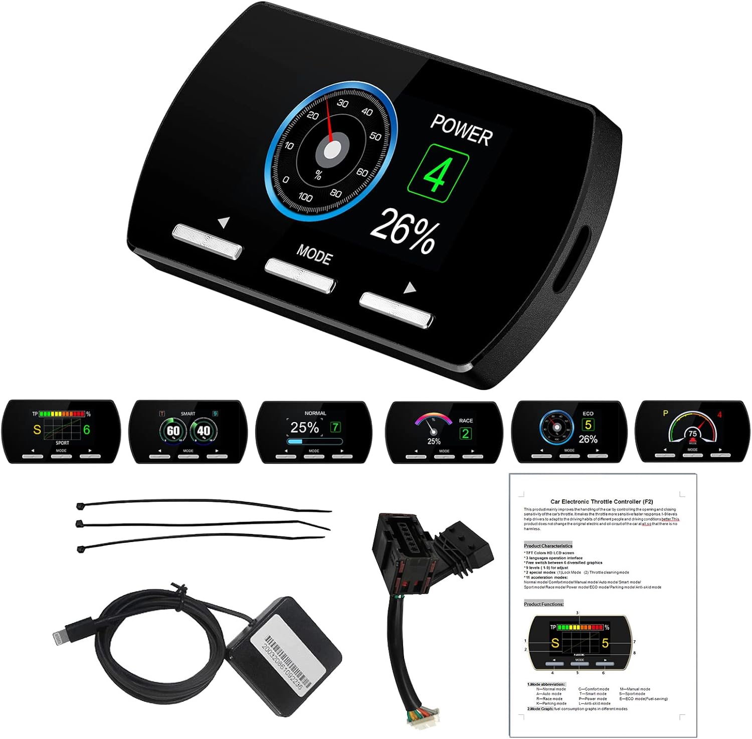 Throttle Response Controller 9 Drive Modes Smart Electronic Racing Accelerator Compatible with Ford F150 F250 Raptor Falcon Fusion Focus Grand Mondeo Mustang Ranger Transit Mazda (861-Upgrade)