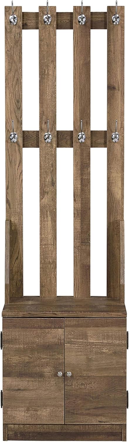 Acme Furniture Sanuye Hall Tree, Weathered Oak