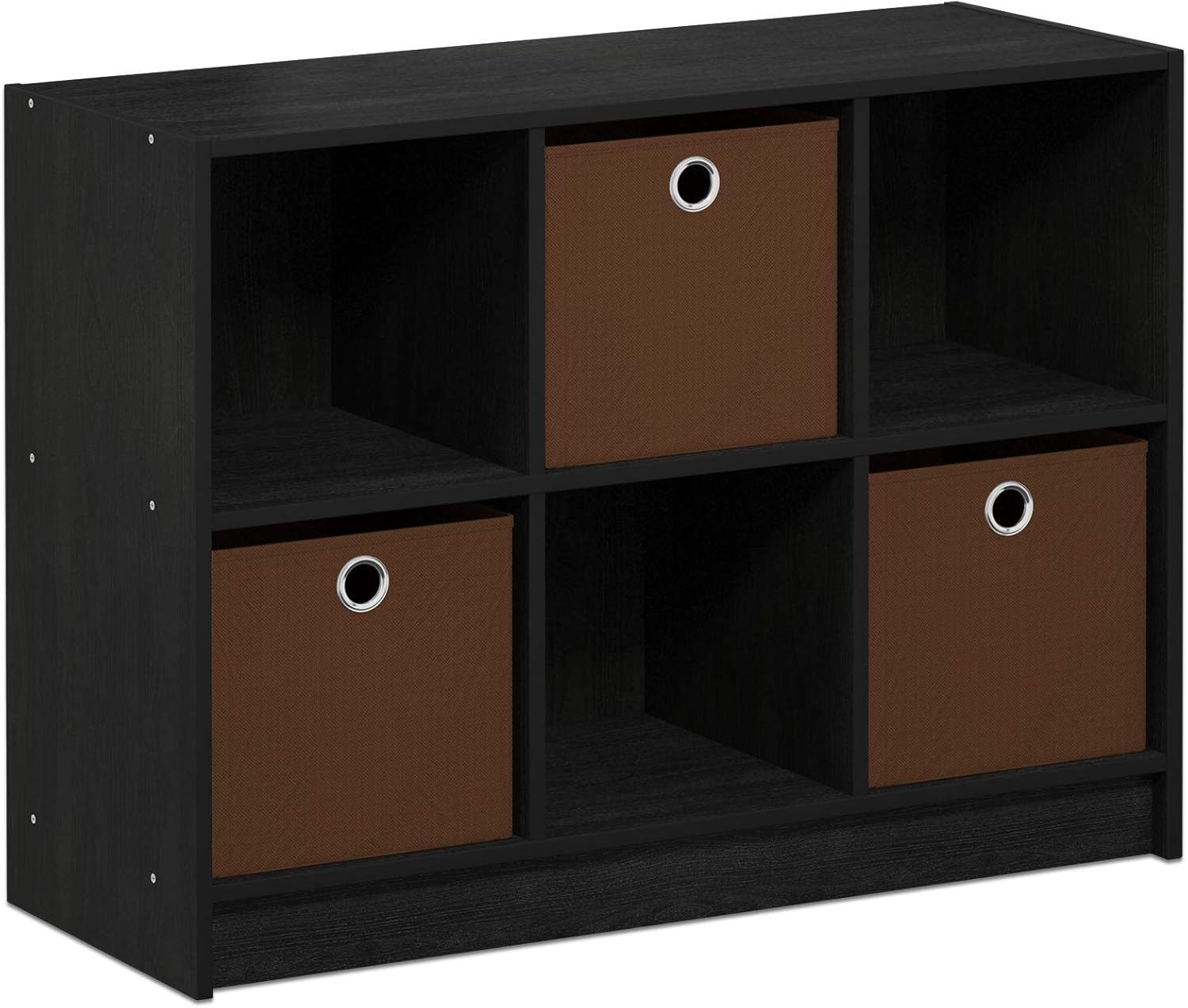 FURINNO Basic 3x2 Bookcase Storage, Americano/Brown Pack of 2