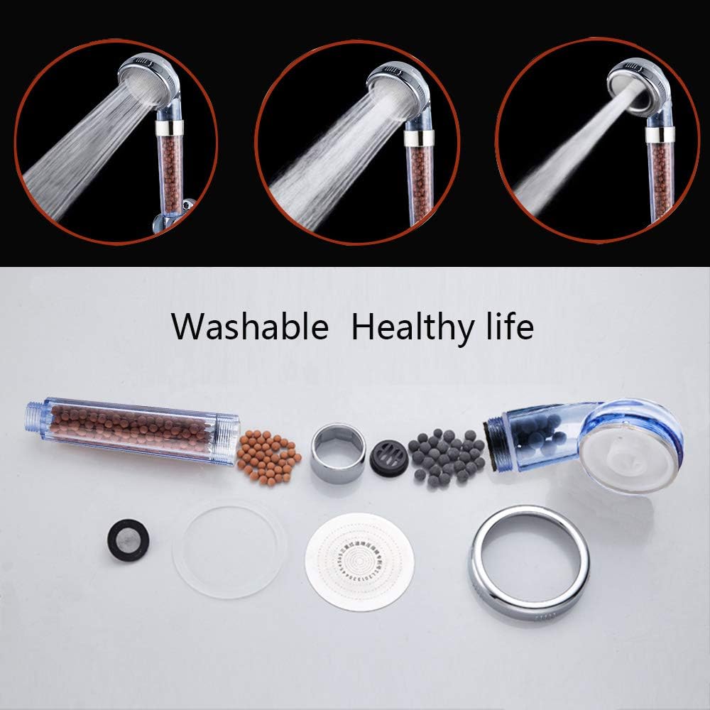 VIKILY Shower Head with Handheld, High Pressure Filtered Detachable Water Saving 3 Mode Function Spray Handheld Showerheads,1.6GPM Pack of 2