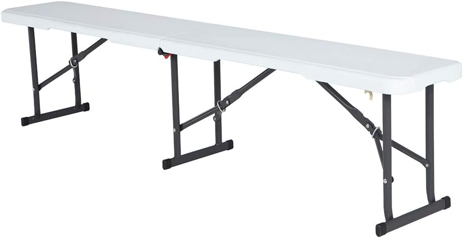 Portable Folding Bench, White Pack of 2