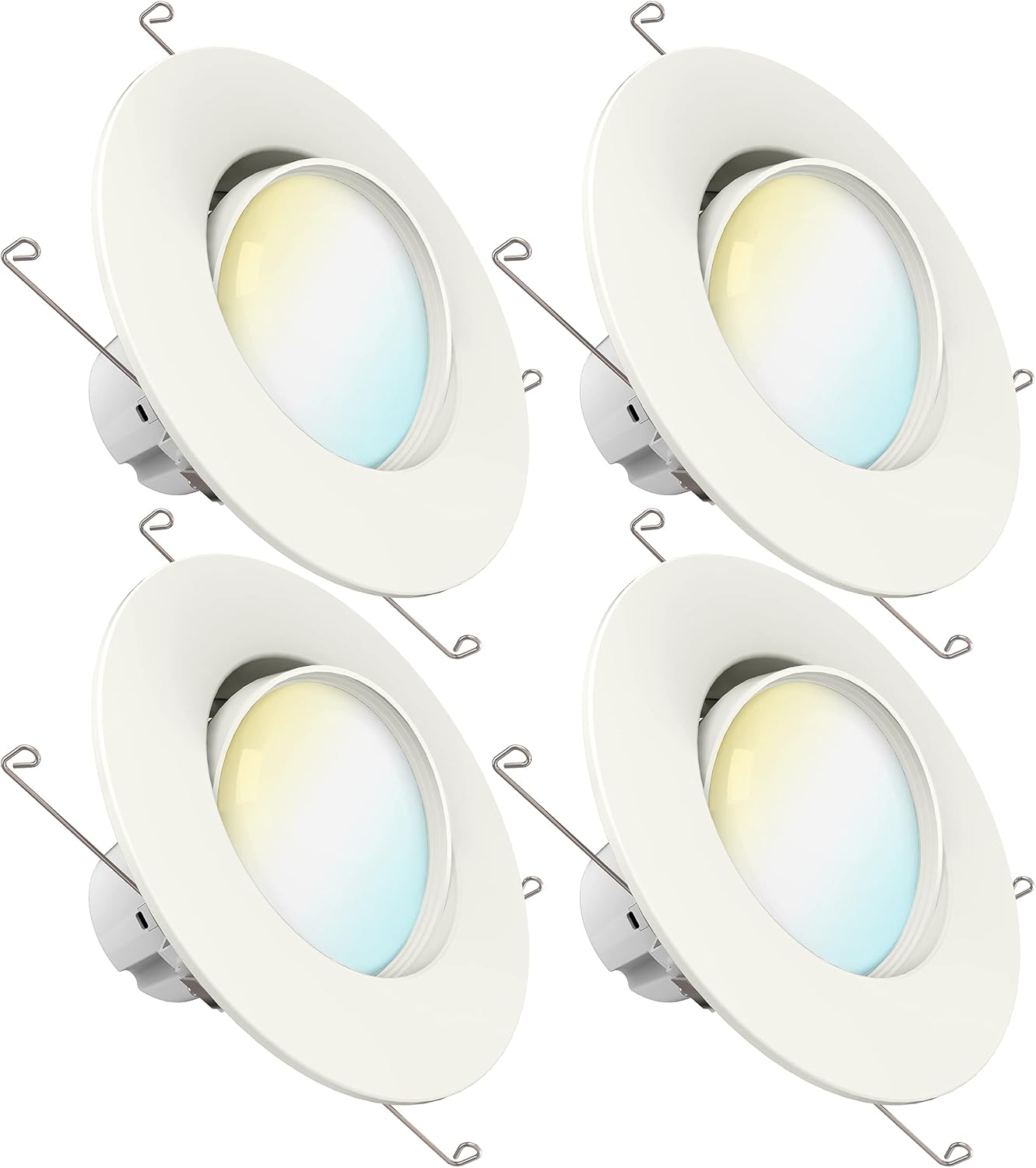 Sunco Lighting 4 Pack 5/6 Inch LED Recessed Downlight, Gimbal, Selectable Light, 5 Colors (2700K/3000K/3500K/4000K/5000K), 12W=60W, Dimmable, Adjustable, Damp Rated, Simple Installation &ndash; UL