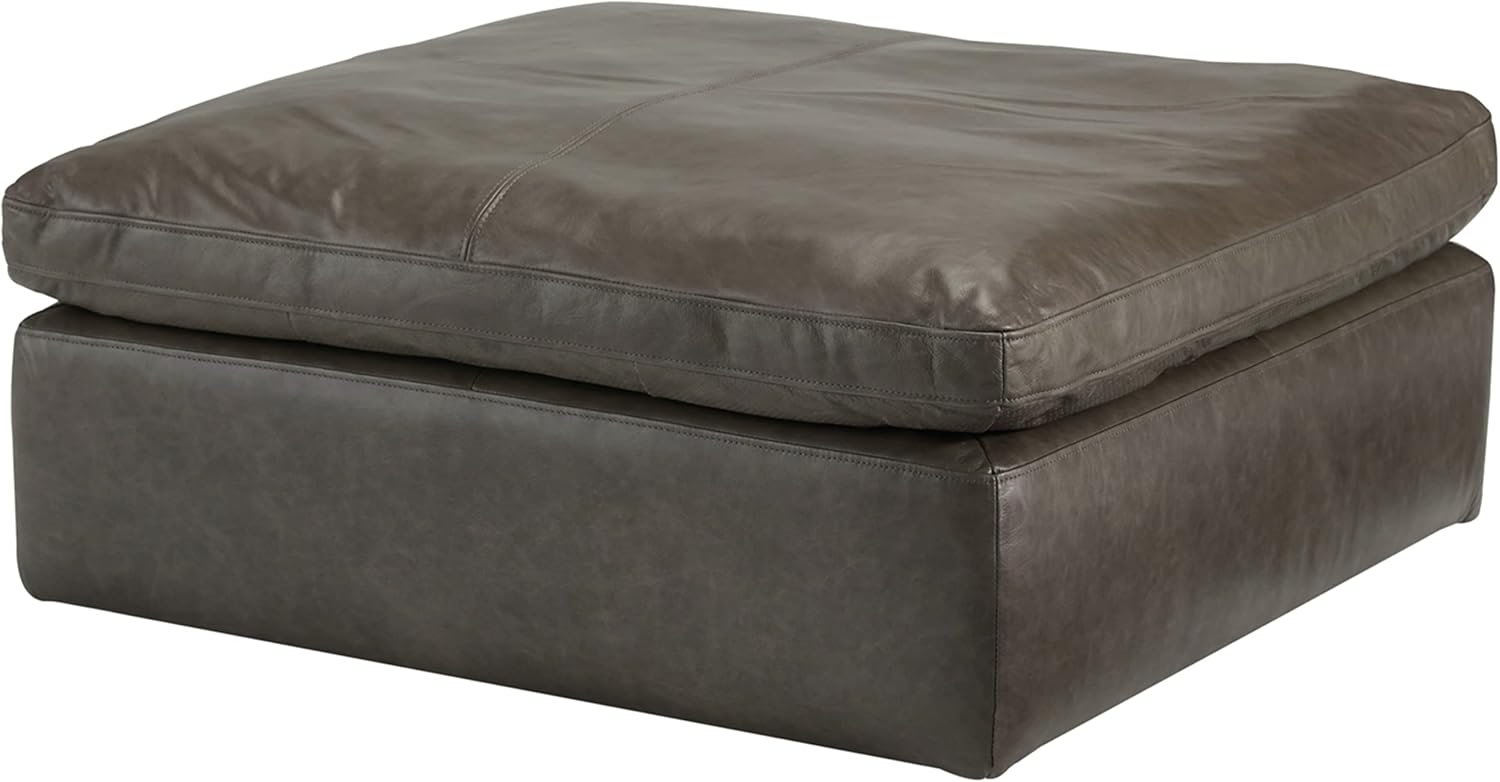 Signature Design by Ashley Alabonson Modern Leather Oversized Accent Ottoman, Dark Gray