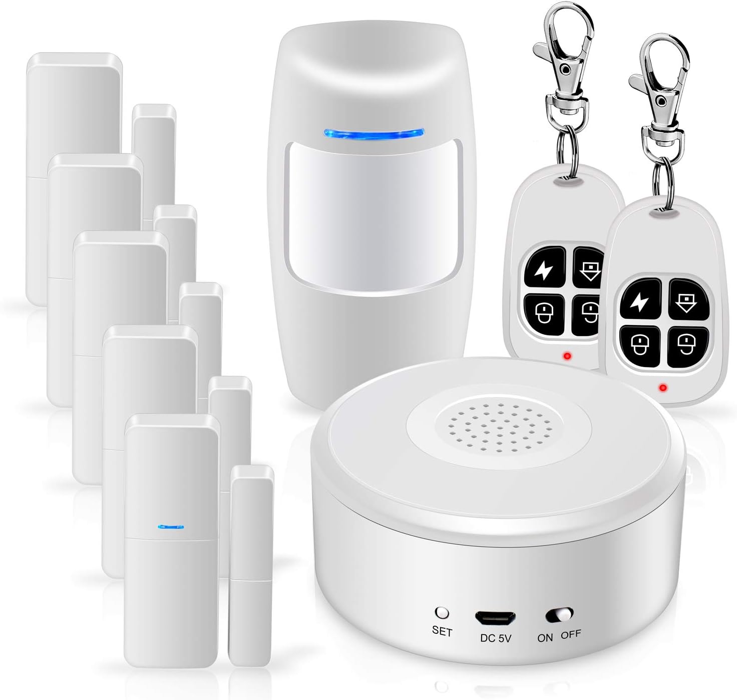 WiFi Alarm System Home Security System Smart Alarm 9 Pieces-Kit DIY No Monthly Fee Wireless with APP Push and Calling Alarms for Home Apartment Pack of 2