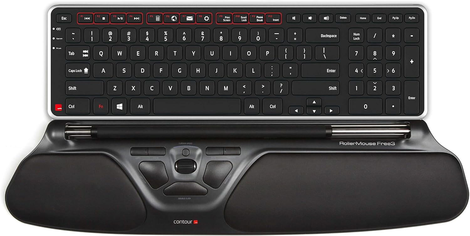 Contour Design Travel Kit Free3 - Ergonomic Computer Accessories for Mobile Work - Includes Laptop Stand, RollerMouse Free3, Balance Keyboard, and Travel Sleeve