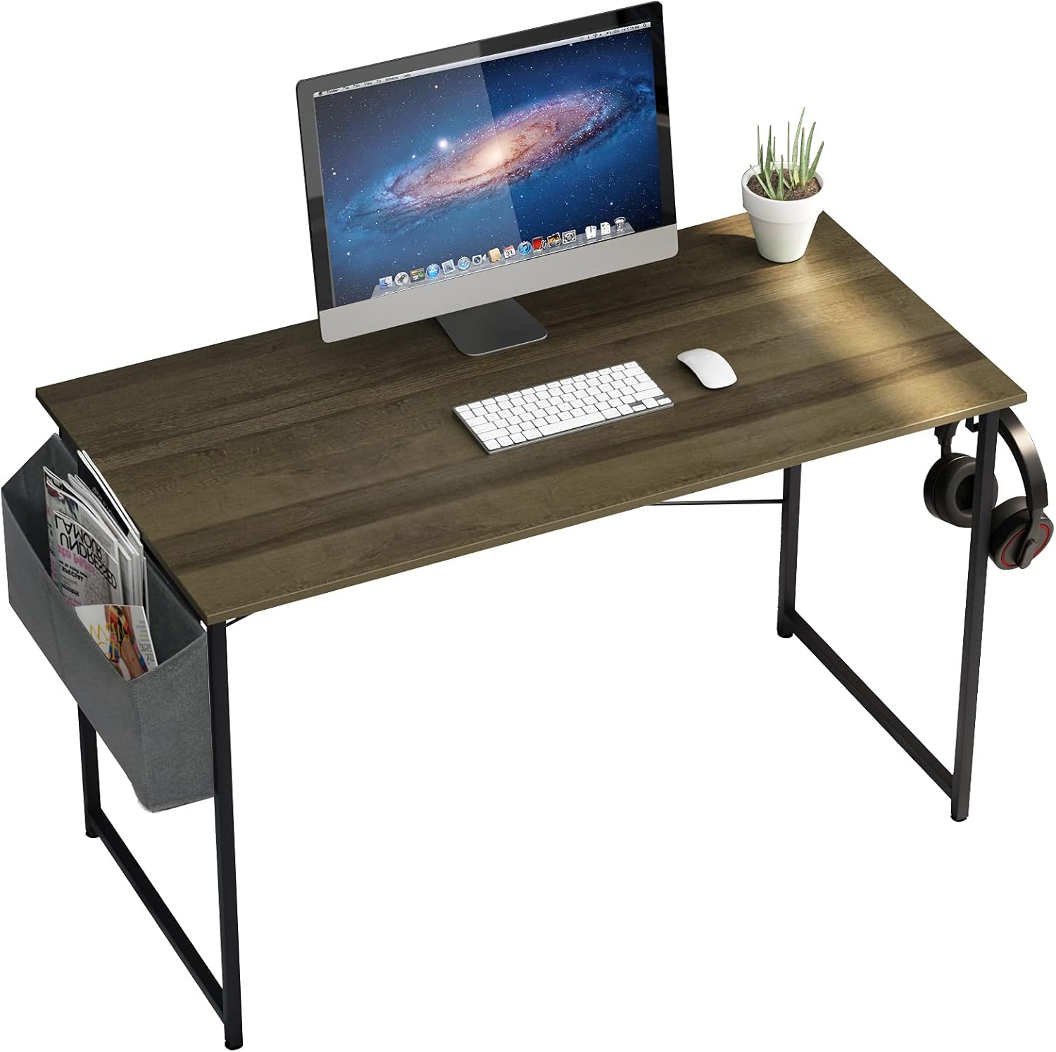 SDHYL 47.2 inches Simple Design Computer Desk Home Office Writing Study Desk with Storage Bag, Black