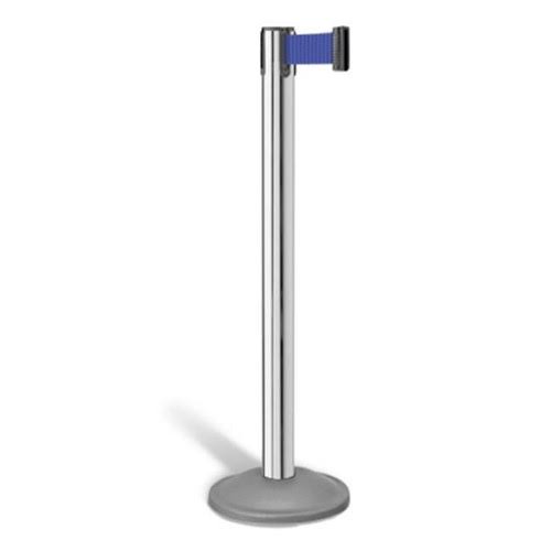 Lavi Industries 26-20400CL-BL Basic 7 ft. Retractable Belt Stanchion Chrome, Blue Belt