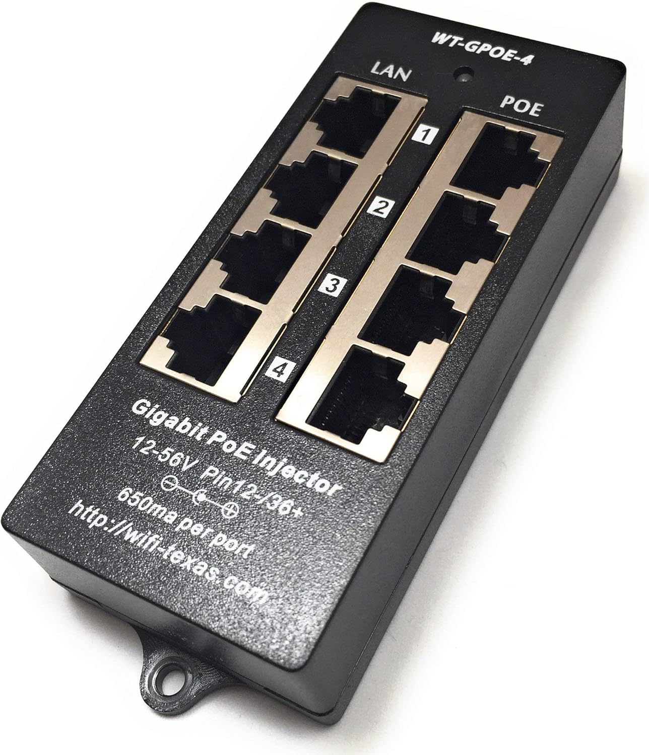 PoE Texas - 4 Port Gigabit Passive PoE Injector with 48V 48W UL Power Supply for 802.3af Devices Like VoIP Phones, WiFi Access Points, IP Cameras and More Pack of 2