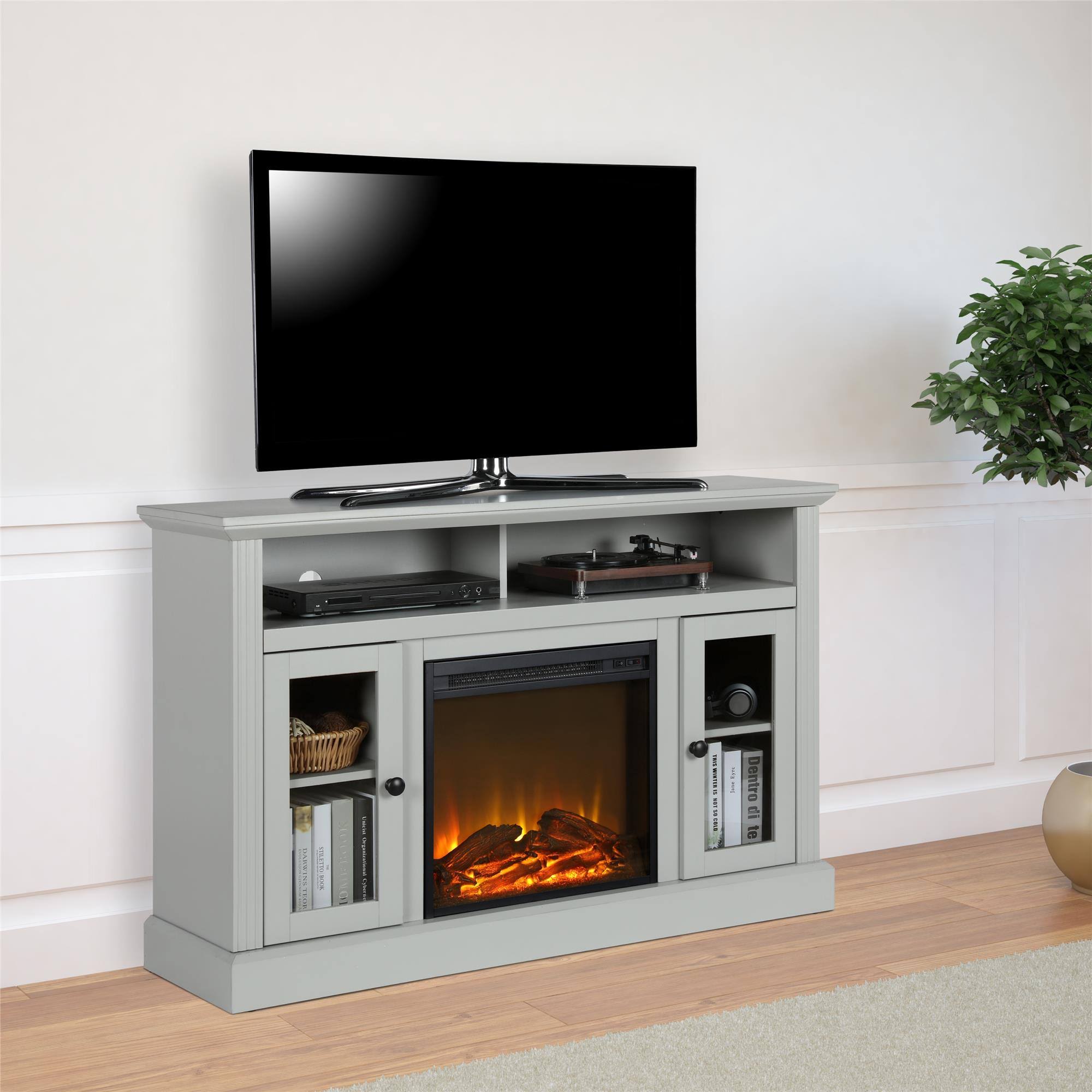Ameriwood Home Chicago Electric Fireplace TV Console in Dove Gray