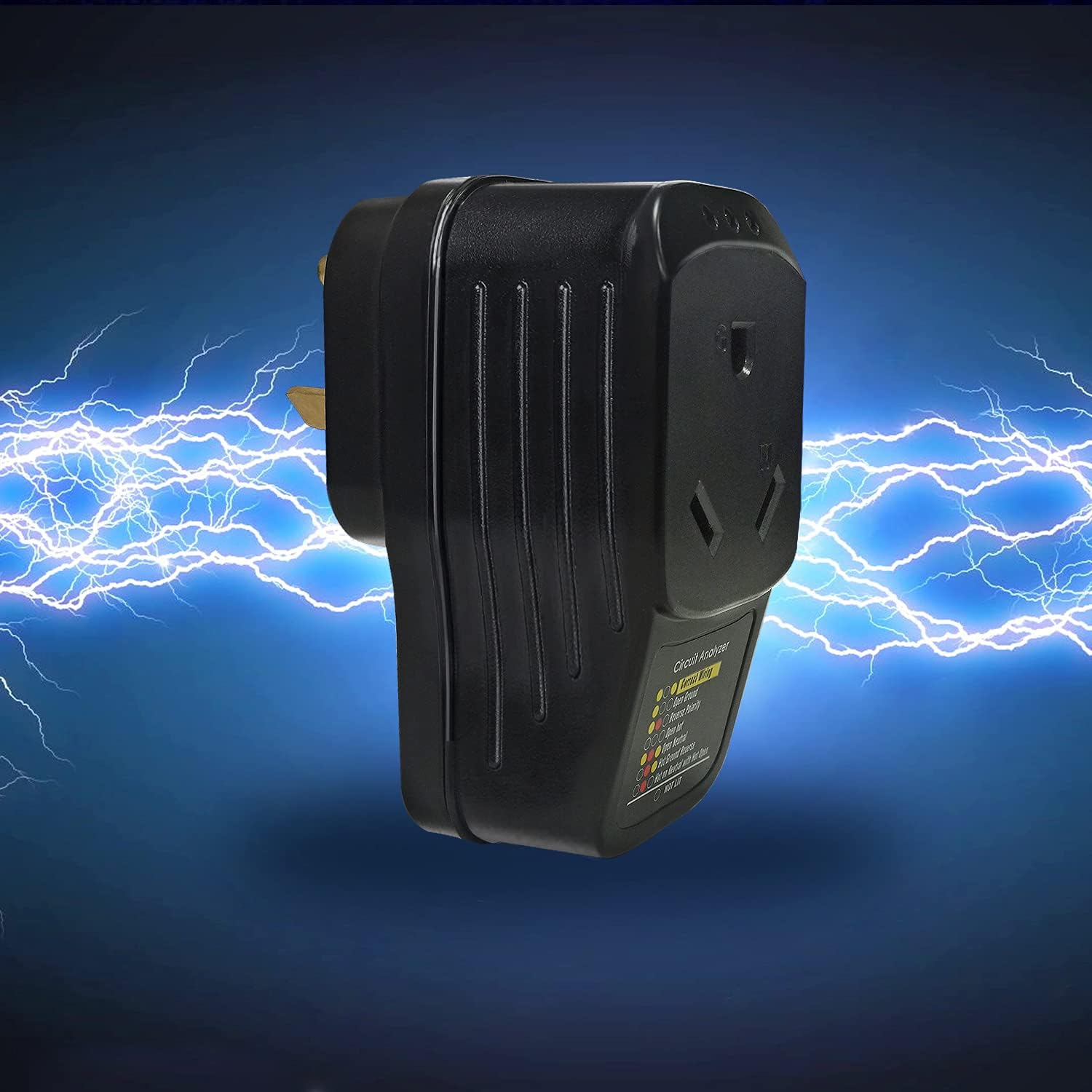 RV Surge Protector 30 Amp, Hapfish 30 Amp Male to Female RV Surge Protector, Adapter Circuit Analyzer with LED Indicator Light, Ideal Camper Accessories for Travel Trailers (Black)