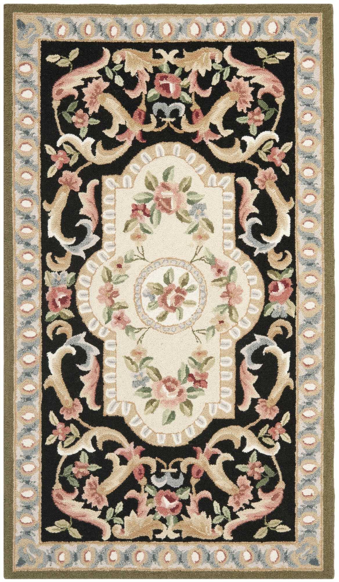 Safavieh Chelsea HK74 Black European Hand Hooked Wool China Runner 2x8