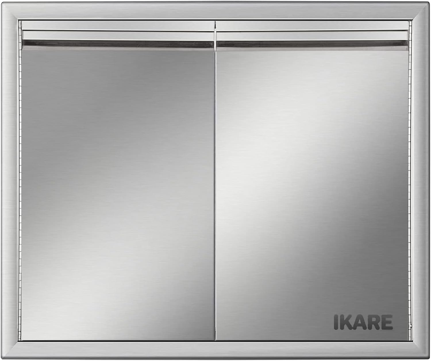 IKARE BBQ Outdoor Kitchen Doors 31 x 24 Inch, Grill Door Stainless Steel Doors, Double Door Access Door for Outdoor Kitchen Island (31 x 24 Inch)
