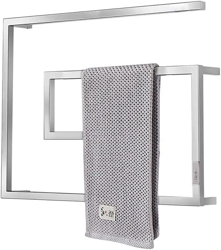 ETWR Wall Mounted Heated Towel Rack, Electric Towel Warmer with 2H/4H Timer, 304 Stainless Steel Electric Heated Towel Rail, Plug-in/Hardwired Swappable (Elegant Black)