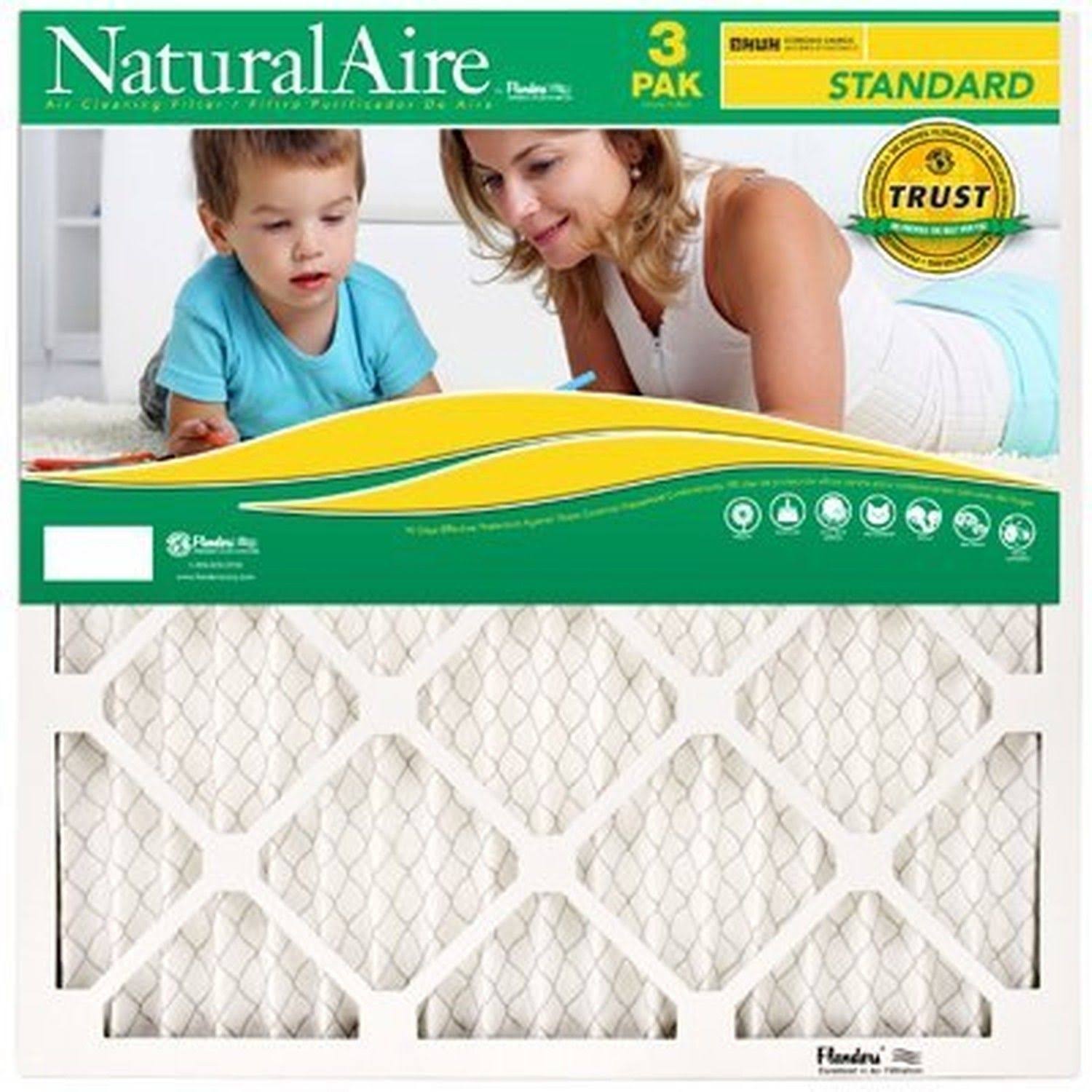 Flanders 87357.011420 Natural Standard Pleated Air Filter, 14 x 20 x 1 in - 4 Packs, 3 filters per pack
