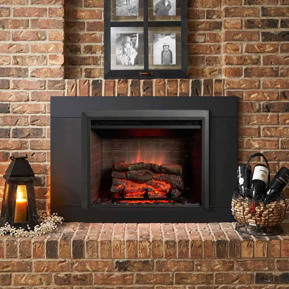 GREATCO Gallery Zero-Clearance Series Insert Electric Fireplace, 36 inch Surround w/ 4 inch High Bottom Piece