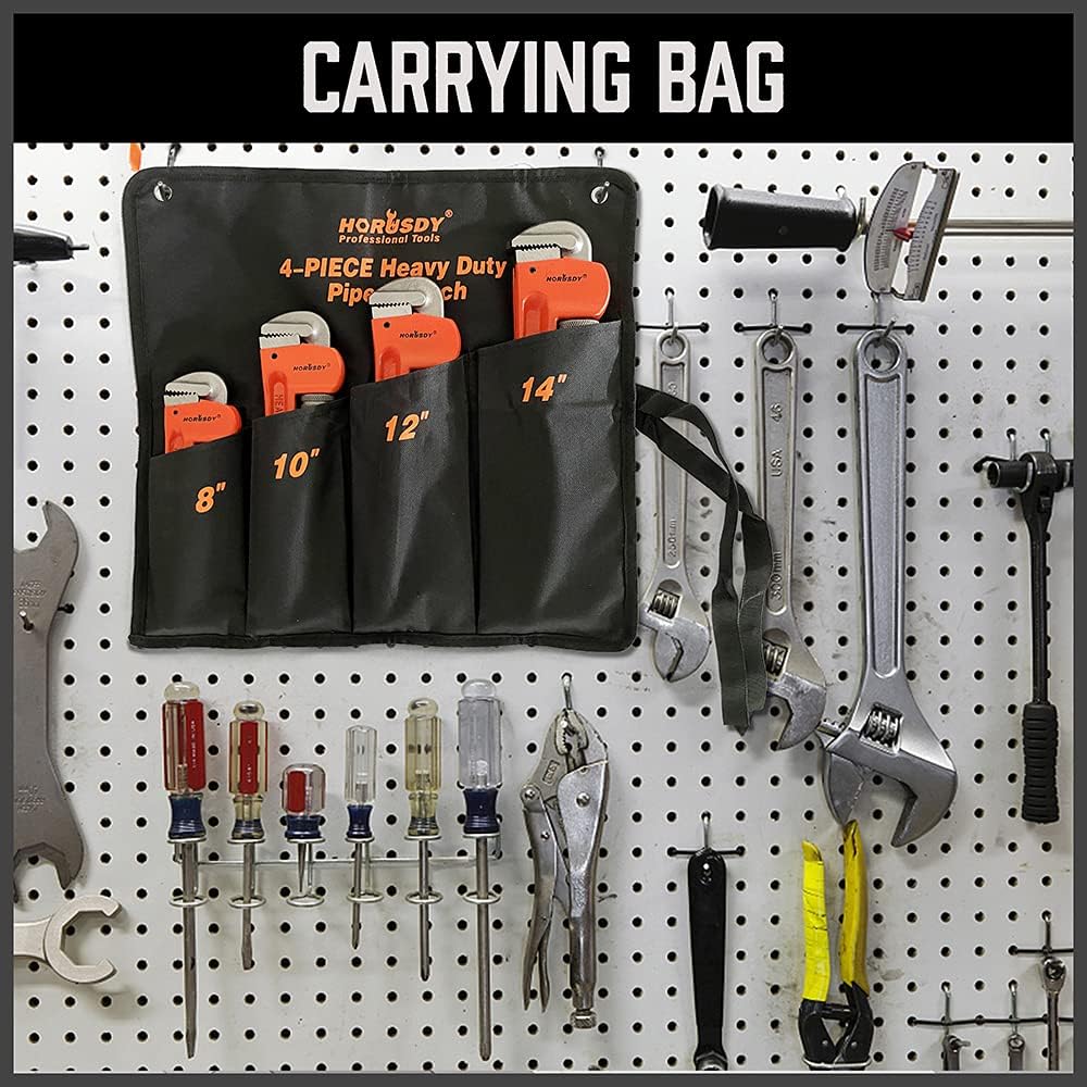 HORUSDY 4 Pack Heavy Duty Pipe Wrench Set, Adjustable 8