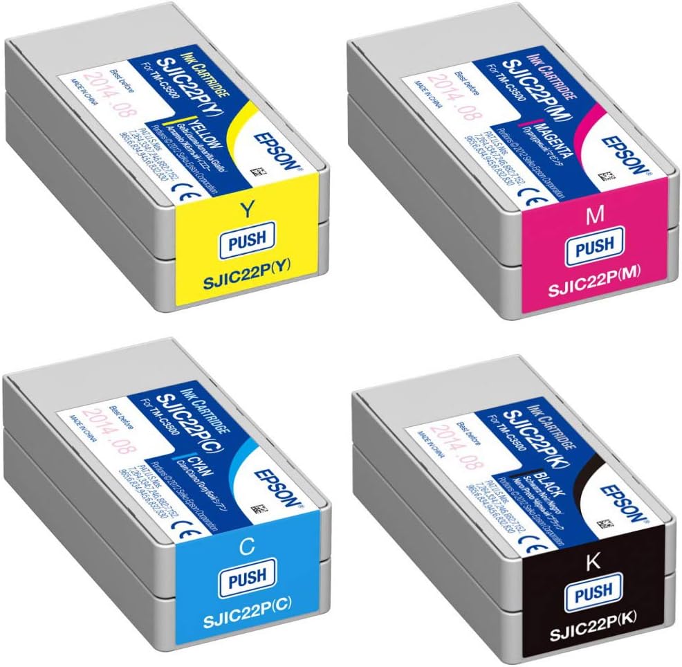 DT-TECHNO Genuine SJIC22P Magenta Cyan Yellow Black Ink Cartridge Kit for TM-C3500