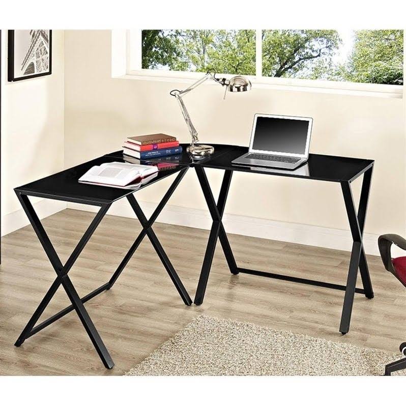 Pemberly Row 51x22 L-Shaped Computer Desk in Black - PR-528834