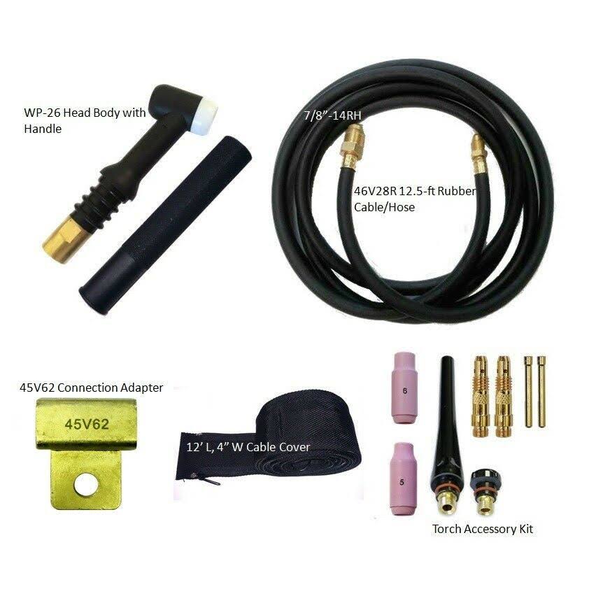 WeldingCity WP-26-25R Complete Ready-To-Go Package 25-ft 200Amp Air-Cooled TIG Welding Torch