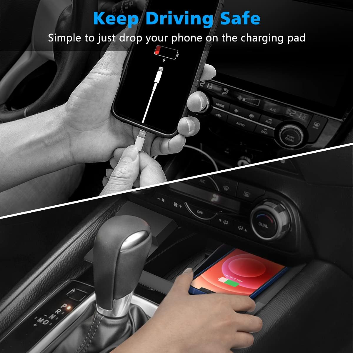 CarQiWireless Wireless Car Charger for Mazda CX5 2017-2021 2022 Accessories, Wireless Phone Charging Pad for CX-5 2017 2018 2019 2020 2021 Pack of 2