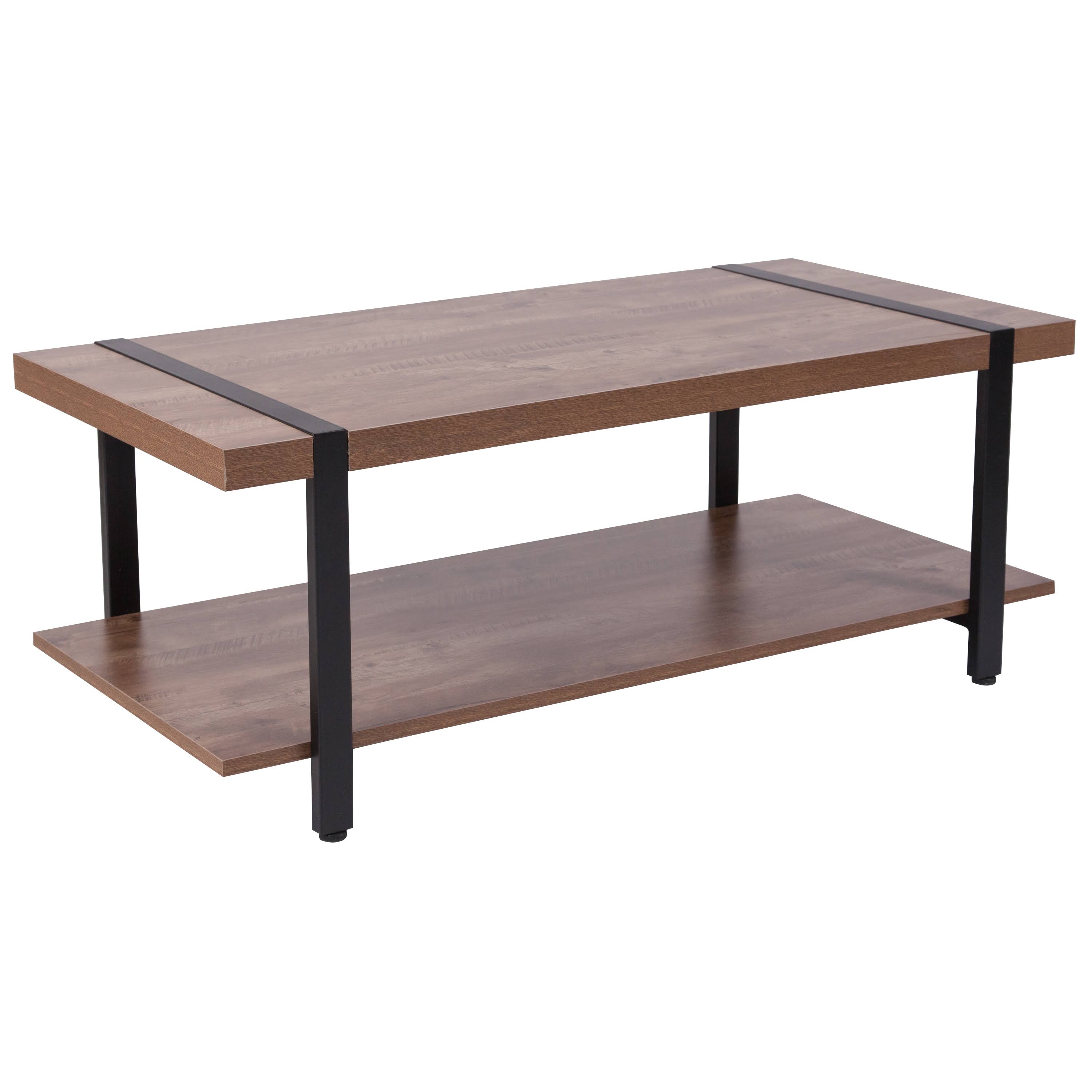 Flash Furniture Beacon Hill Rustic Wood Grain Finish Coffee Table with Black Metal Legs